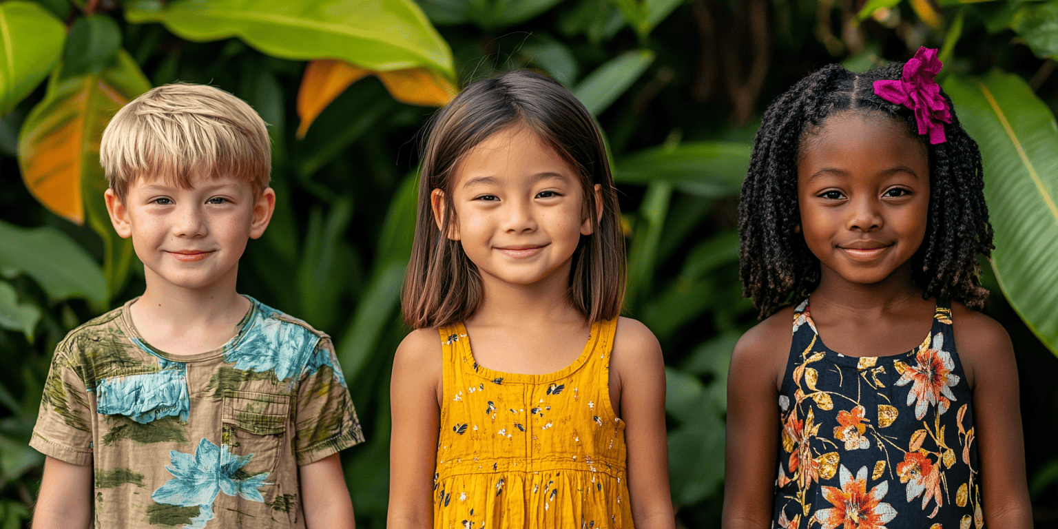 a row of young children of various ethinicities building on their speech sound development milestones