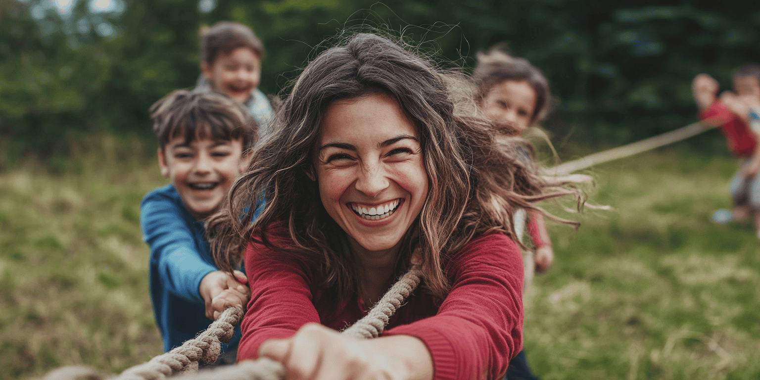 a woman playing tug of war as a metaphor for client retention strategies